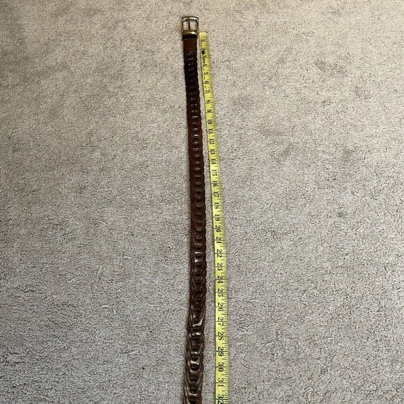 Fossil Leather Belt Mens 36 Braided Woven Brown Brass Buckle MB2347 Vintage - Picture 10 of 10